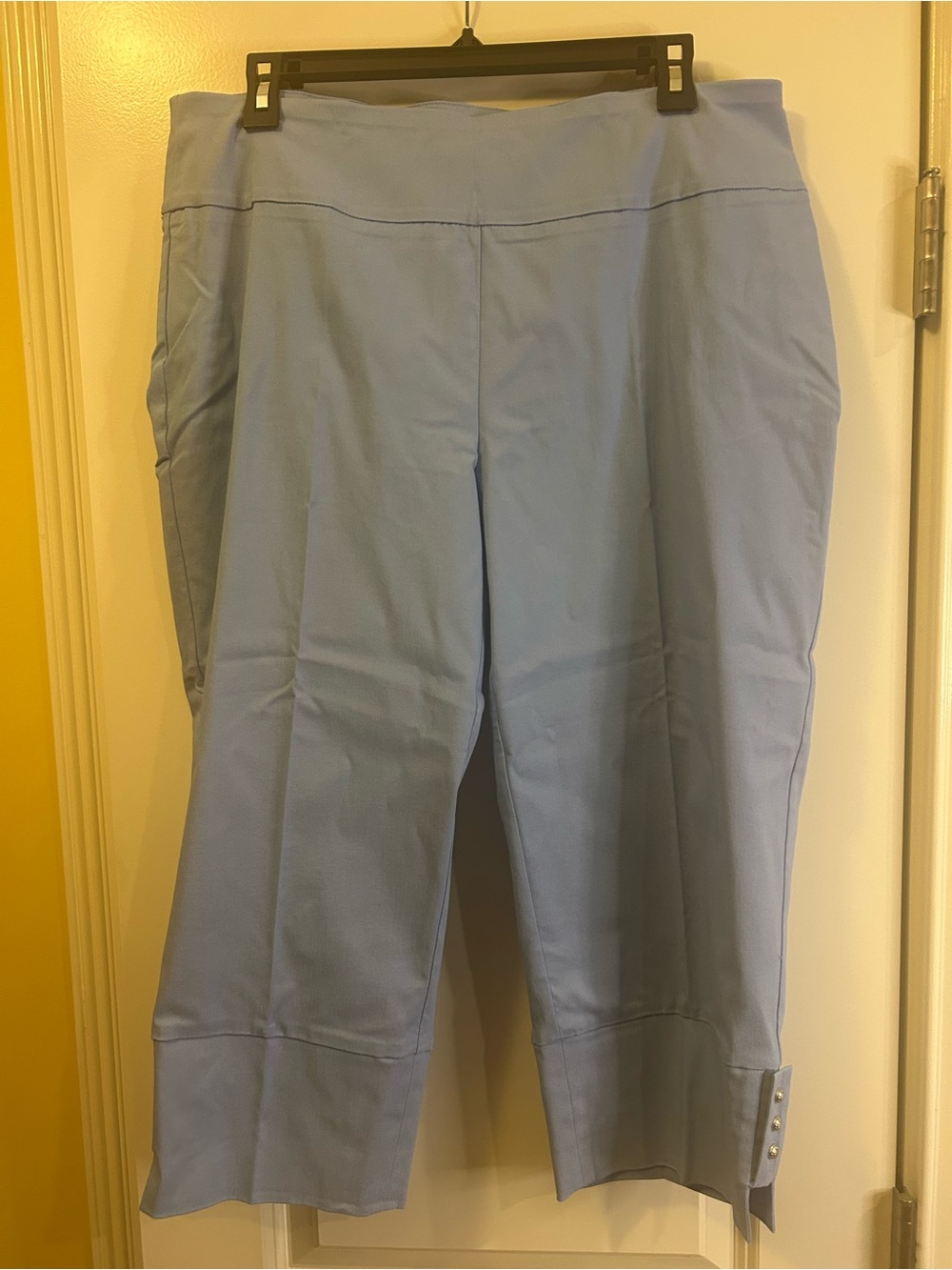 Christopher & Banks Light Blue Pull-On Capri Pants with Button Tab Hem 12P